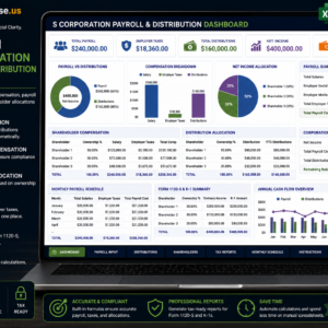 premium s corporation payroll & distribution template